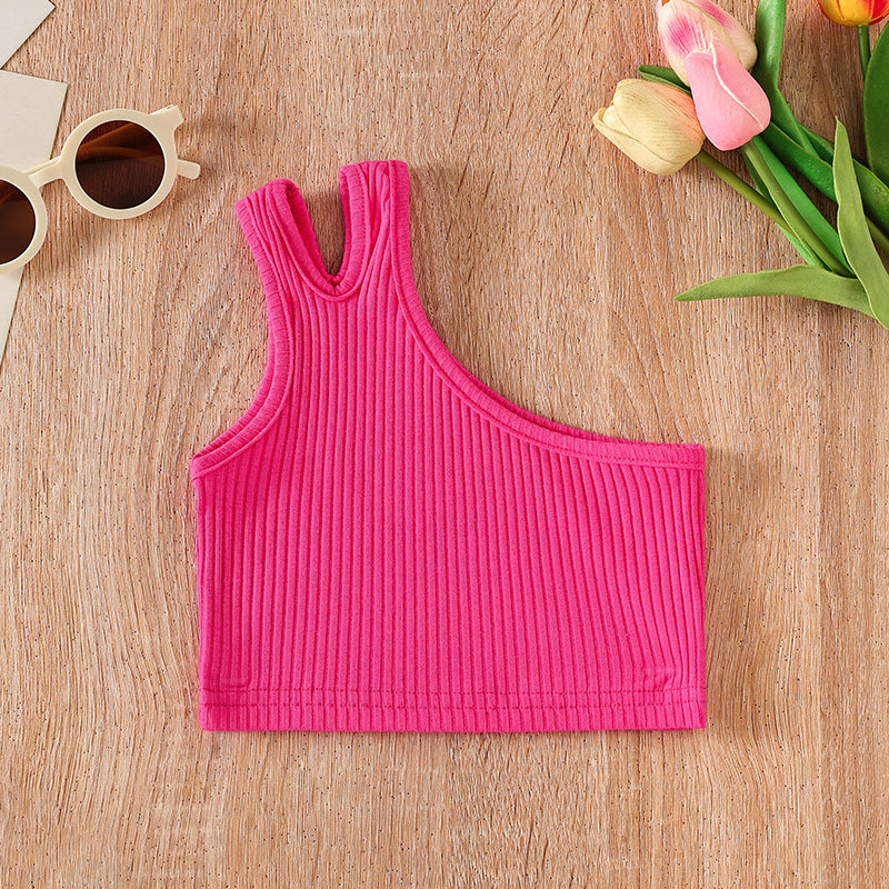 Tops casual en coton à couleur solide pour les filles
