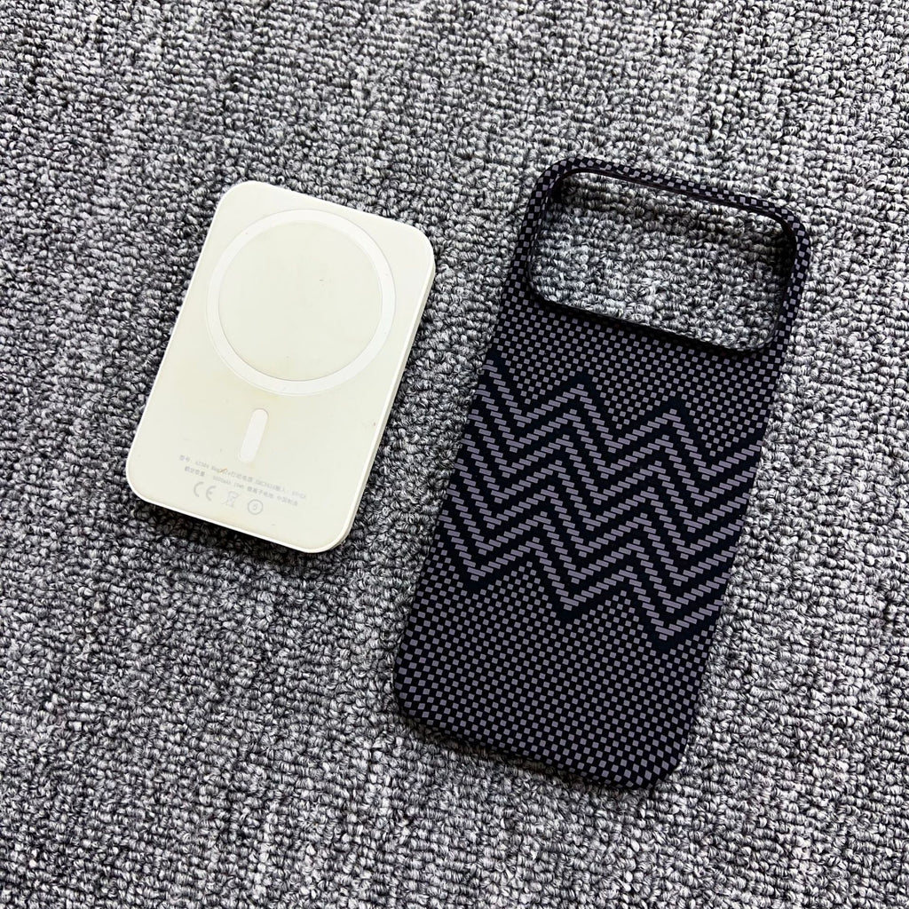 Boîtier de téléphone magnétique en fibre de carbone Kevlar