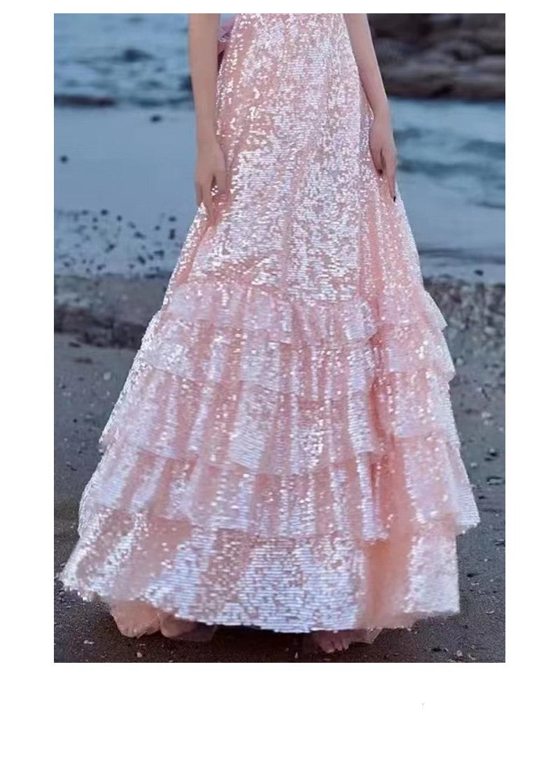 Robe de soirée rose pour les femmes de luxe haut de gamme
