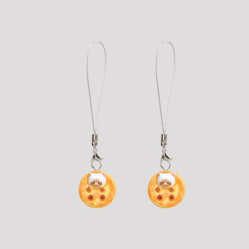 Cute kitten tart simulation phone charm