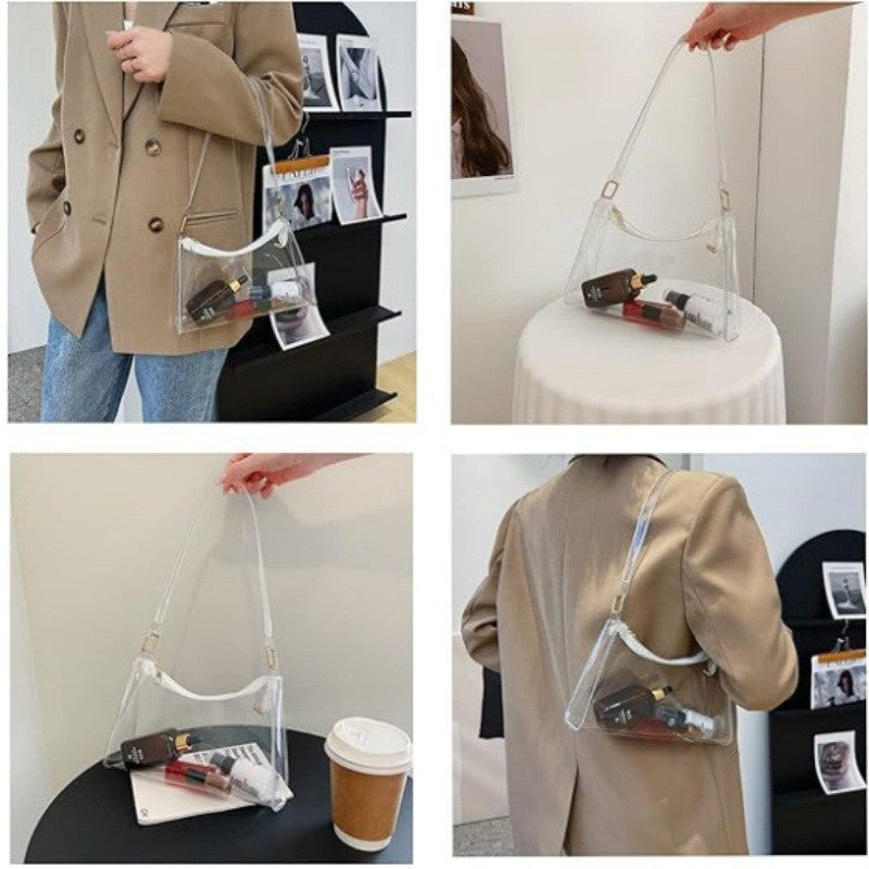 Sac en jelly transparent Sac en PVC en forme de croissant