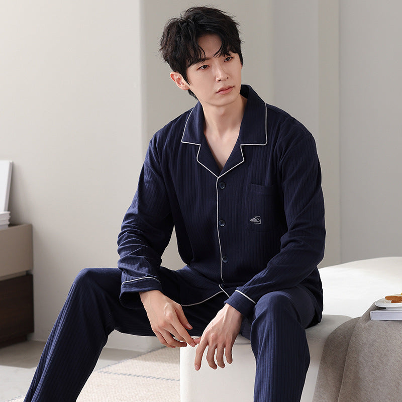 Ensemble de costumes à manches longues en coton pur minimaliste pour hommes