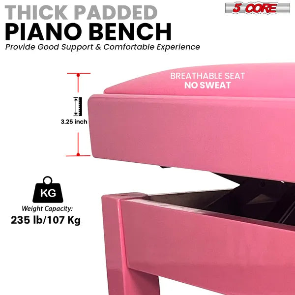 5 Core réglable banc de piano épaisseur 3,25" Clavier en bois massif Tabouret