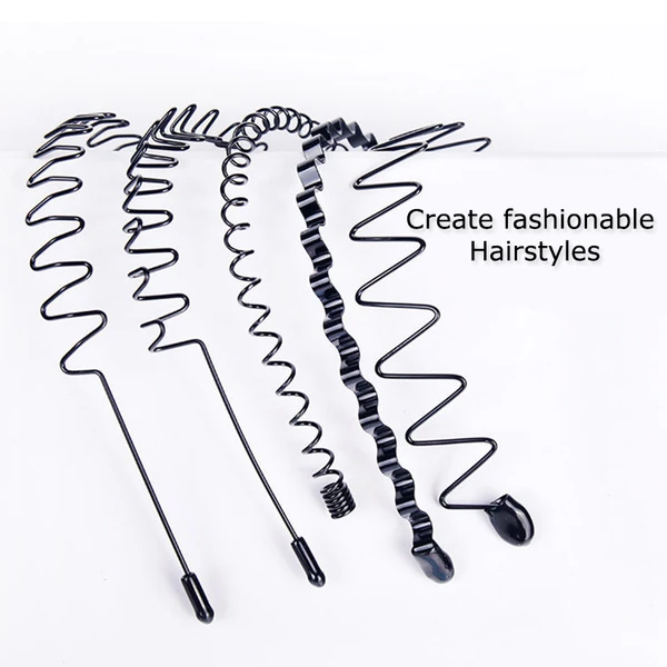 6Pcs Metal Hair Headband Wave Style Hoop Band Comb Sports Hairband Hommes Femmes US