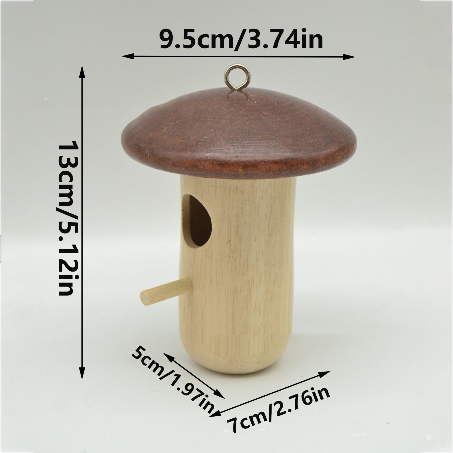 Forme de champignon d'abeille en bois Pendentif d'alimentation des colibris