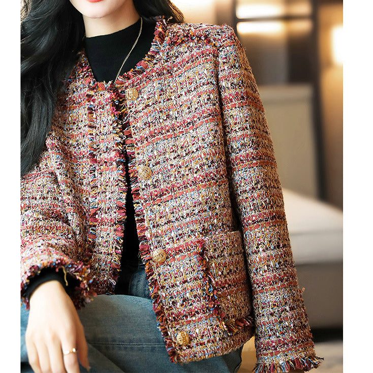 Veste d'automne Tweed Chic avec des gobelets délicats pour les femmes