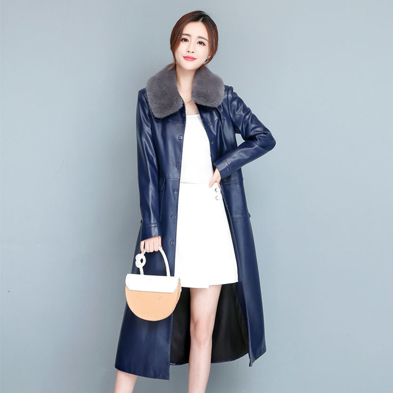 Robe de trench en cuir mince pour dames