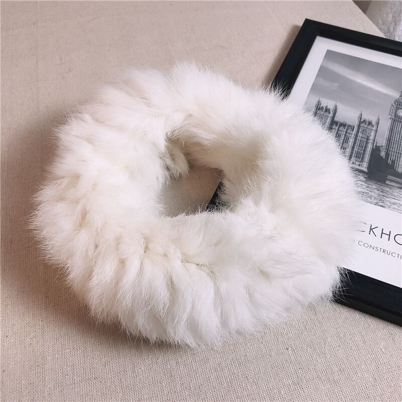 Influenceur Style Lapin Fur Visor pour l'automneHiver chaud Fashionable et large bande de tête en peluche