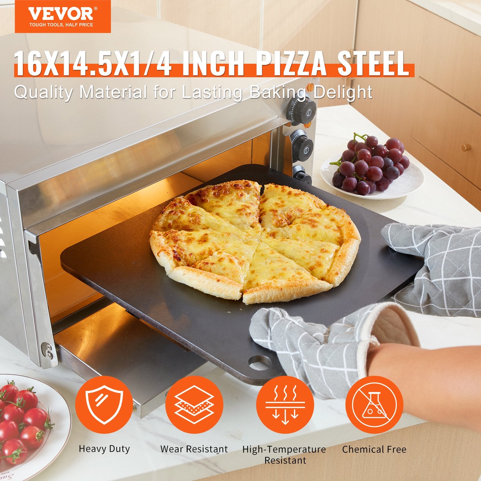 Pizza Steel, 16' X 14,5' X 1/4' Pizza Steel Plate pour four, pré-saisonné en acier au carbone
