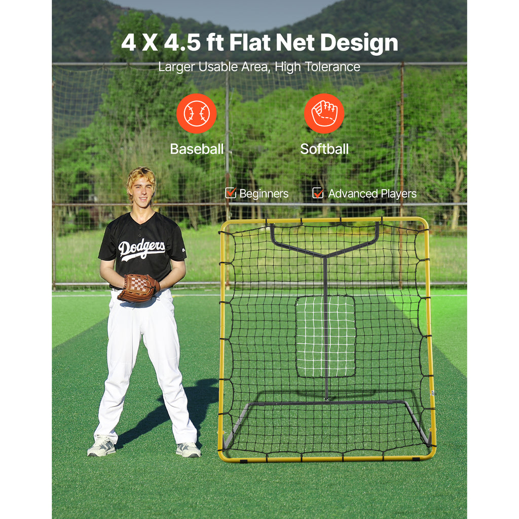 Baseball Softball Rebonder Net 4 X 4.5 Ft Pitch Back Trainer Target