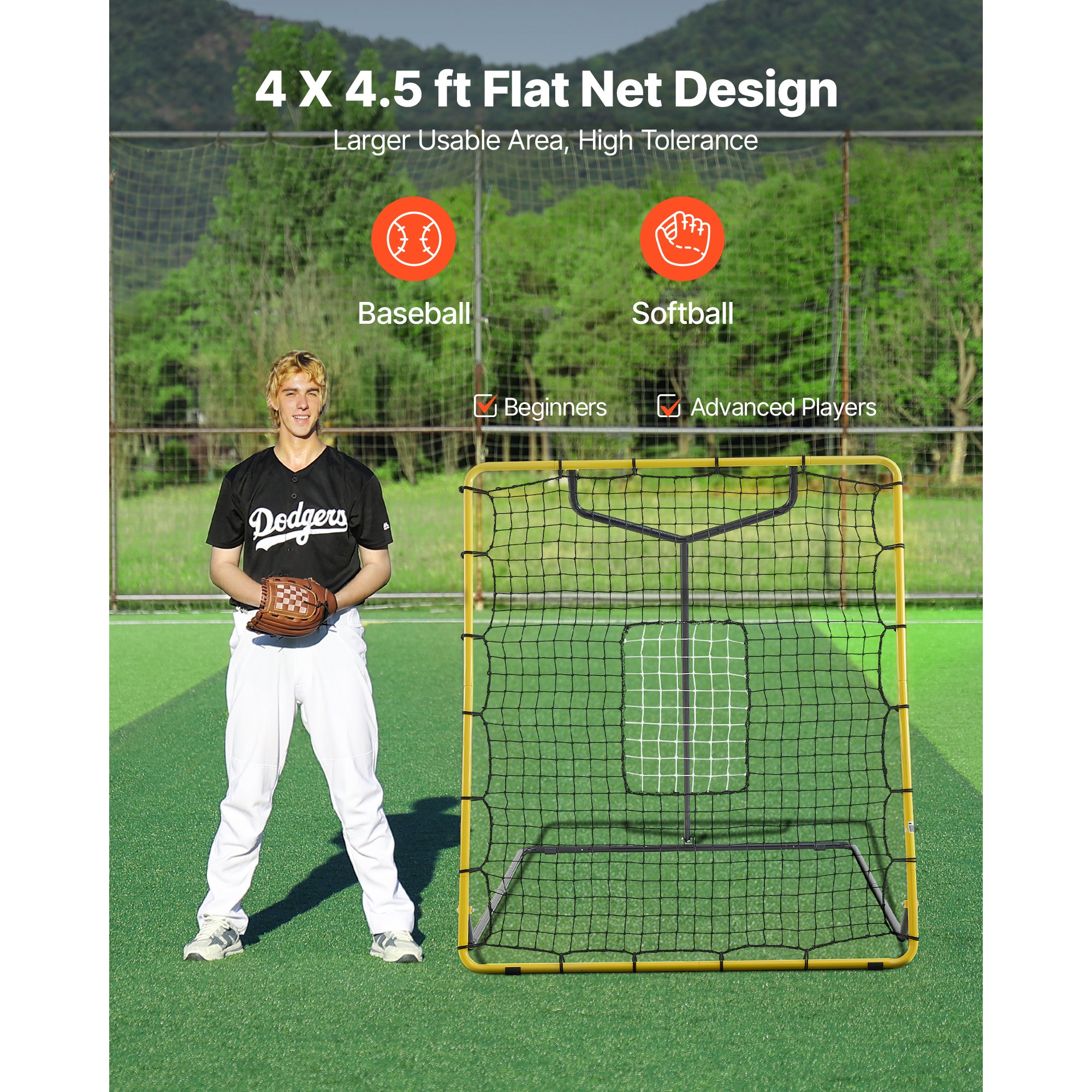 Baseball Softball Rebonder Net 4 X 4.5 Ft Pitch Back Trainer Target