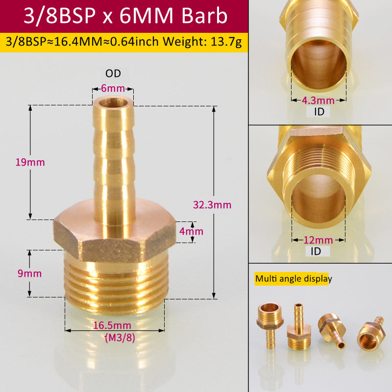 Tuyau de raccord de tuyau en laiton Barb Tail BSP mâle Pagoda gaz connecteur joint en cuivre