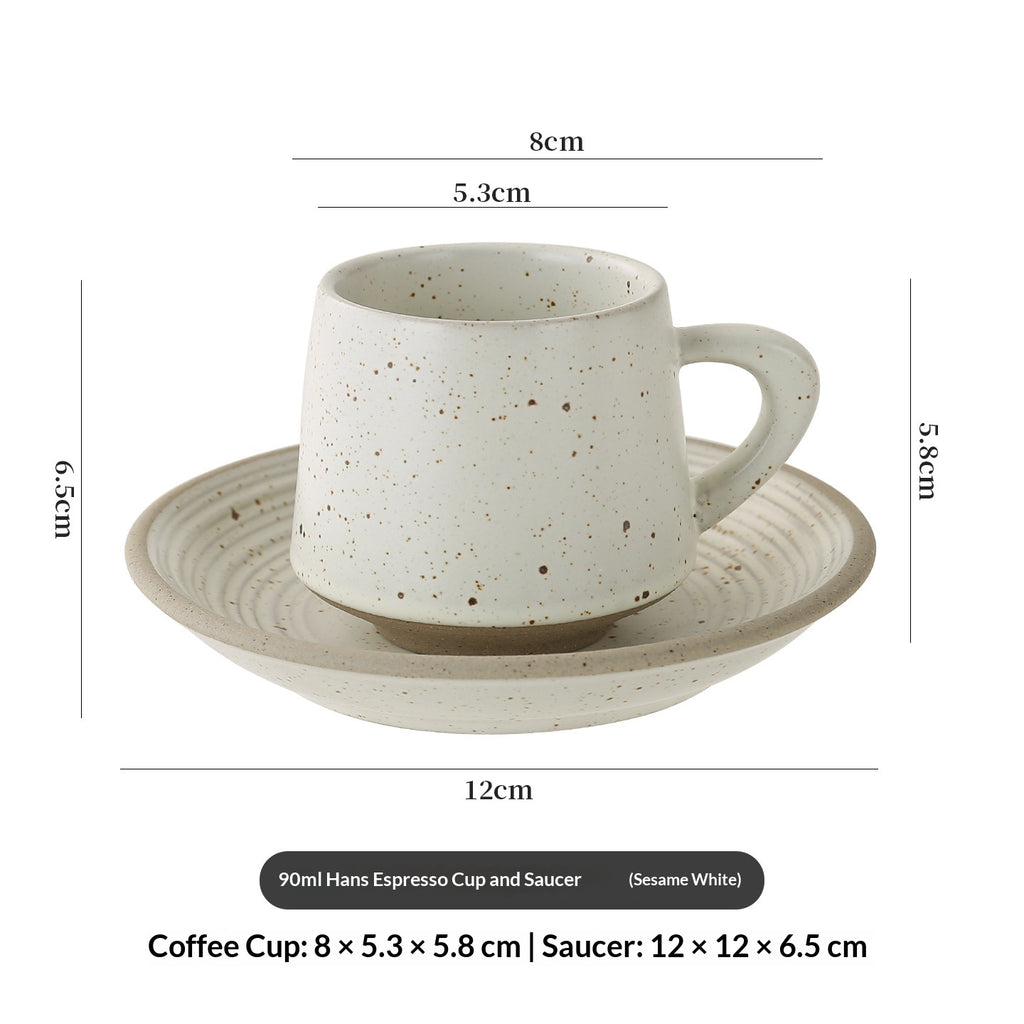 Élégante et créative en pierre rustique Latte Art Retro Cup and Saucer Set en céramique