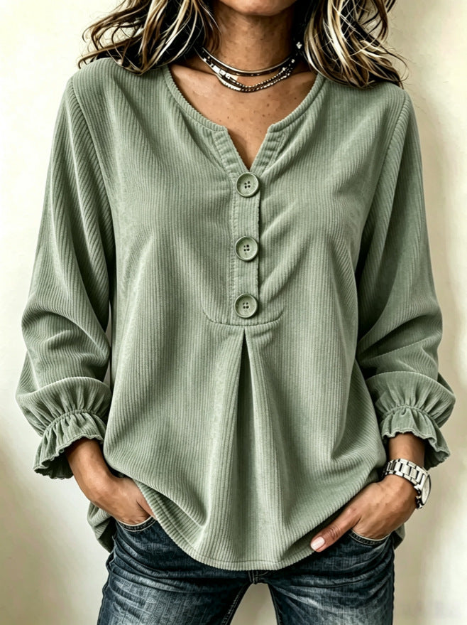 Blouse Corduroy à manches longues pour femmes