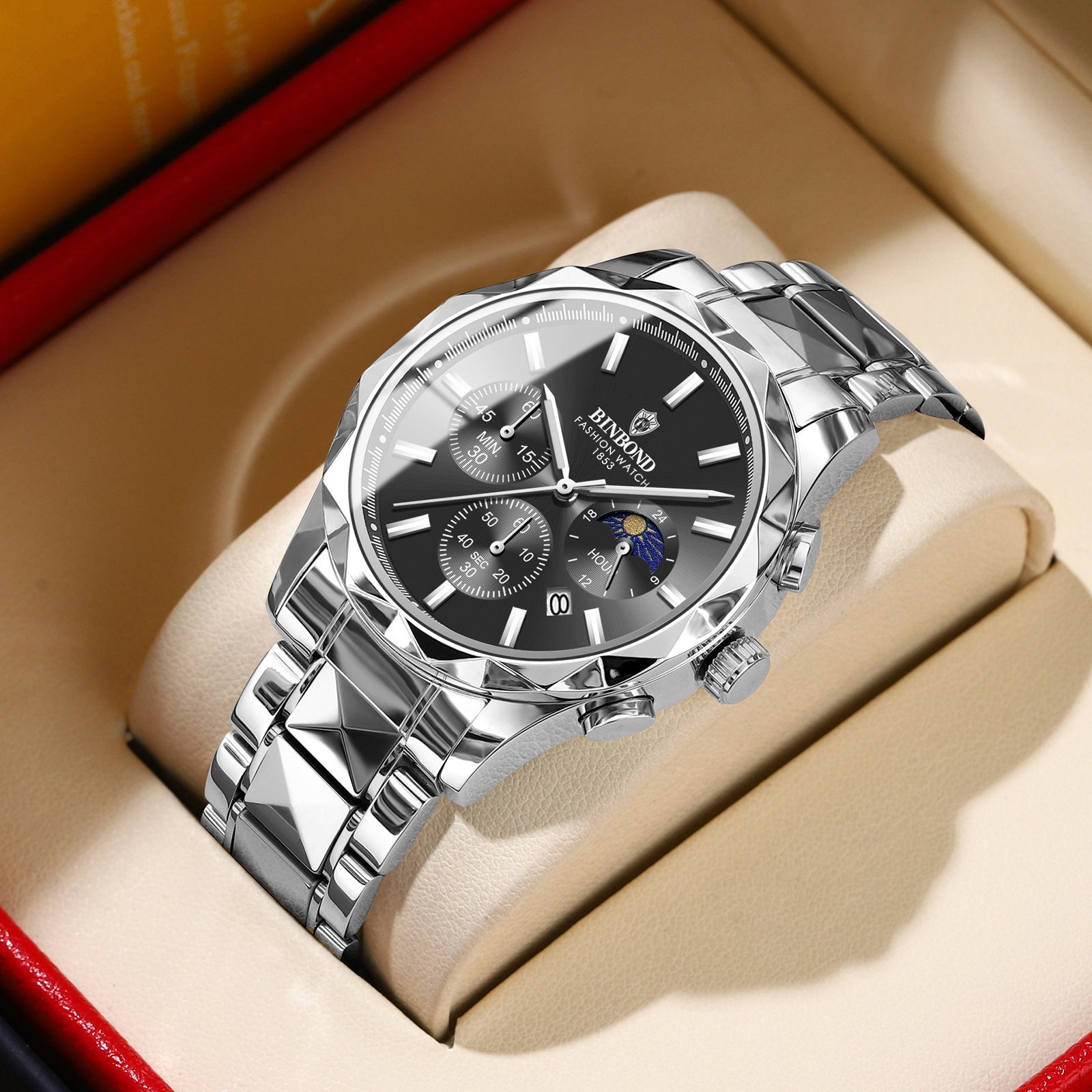 Montres pour hommes à boucle papillon multifonctionnelle
