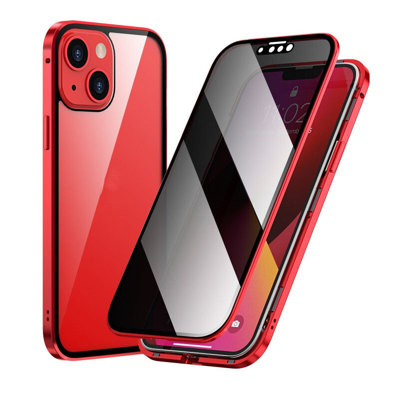 Protection de la vie privée Magneto Phone Case Double face métal cadre