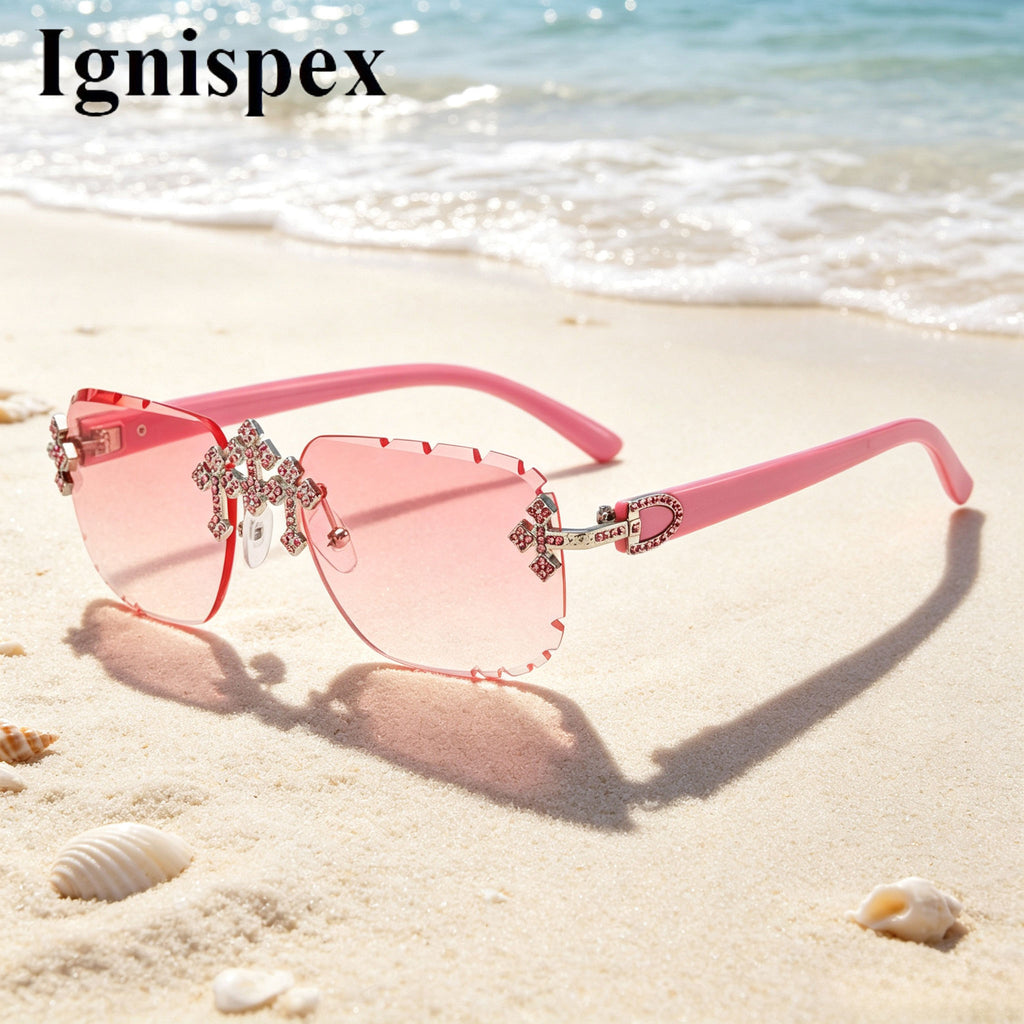 Lunettes de soleil sans cadre pour femmes carrées