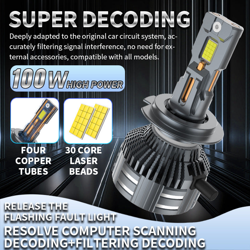 Full Decoding Car phare LED 9005 High Low Beam Ampoule LED Universal H4 H7 phare automatique
