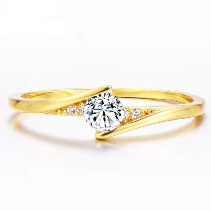 Bague de fiançailles ronde en alliage d'or pour hommes