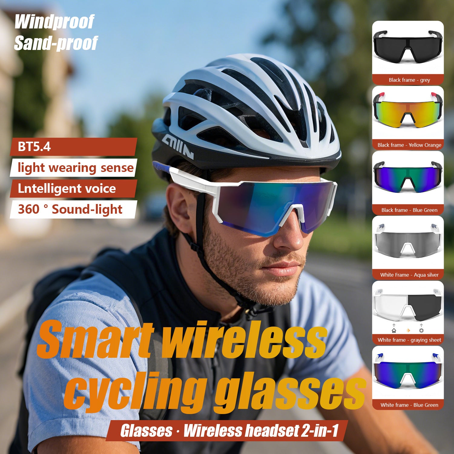 Sports de plein air Cyclisme Bluetooth Lunettes Musique Audio Windproof Smart Goggles