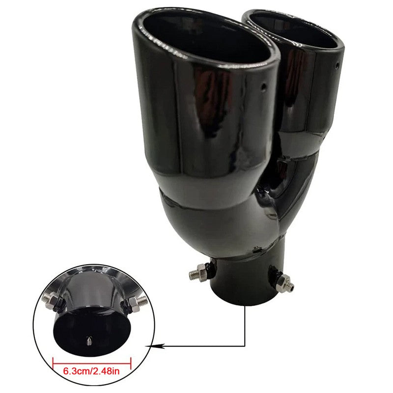 Universal Twin Dual Exhaust Trim Tip Double Silencieux Pipe Black Tail 63 Mm UK