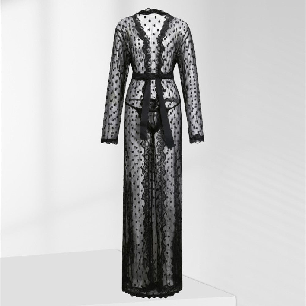Polka Dot Lace Japanese Style Men's Bathrobe