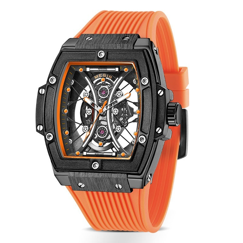 Tendance de mode Tonneau homme Bracelet en silicone Montre de sport lumineuse