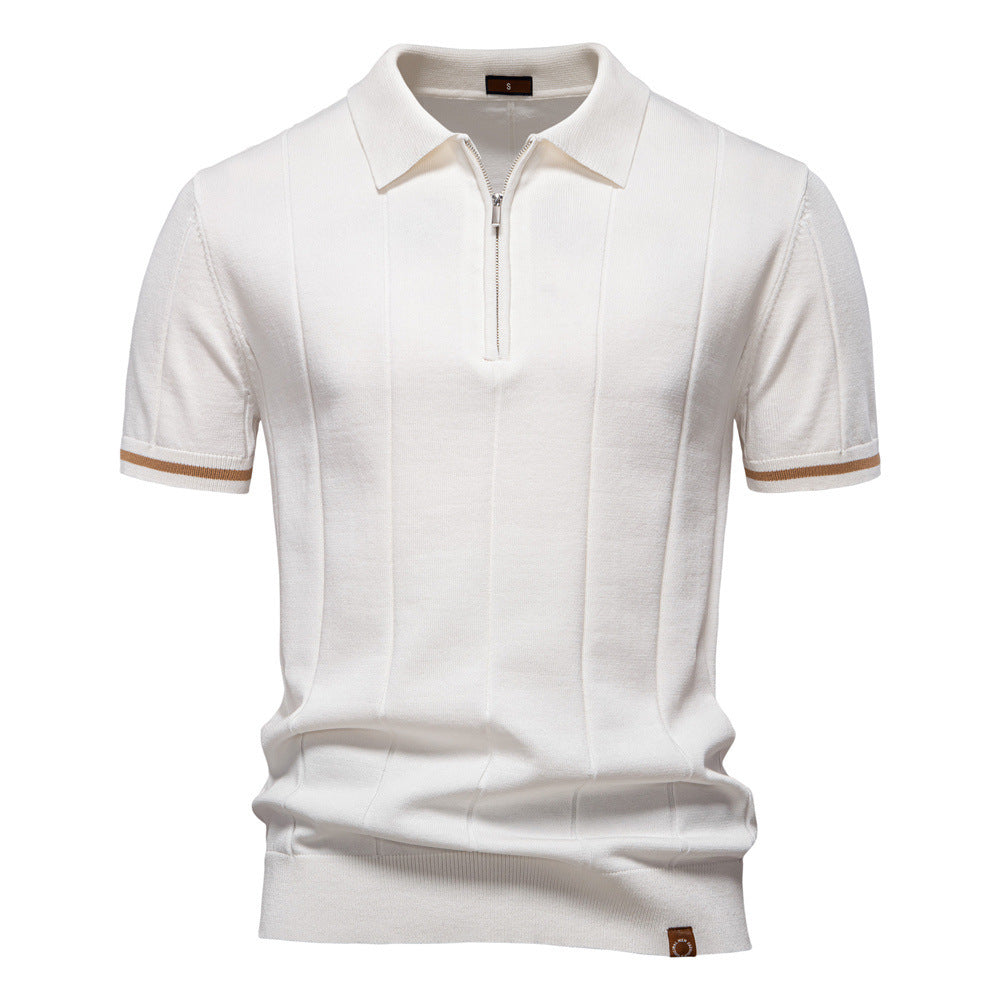 Polo tricoté casual homme avec un col tournant et manches courtes