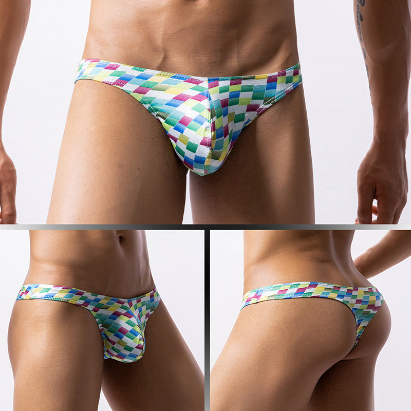 Sexy Low Waist Cartoon Homme Imprimé U Convex Moisture Wicking T-back