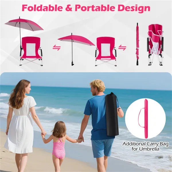 2 Pack Chaise parapluie rose pour adultes avec parasol réglable