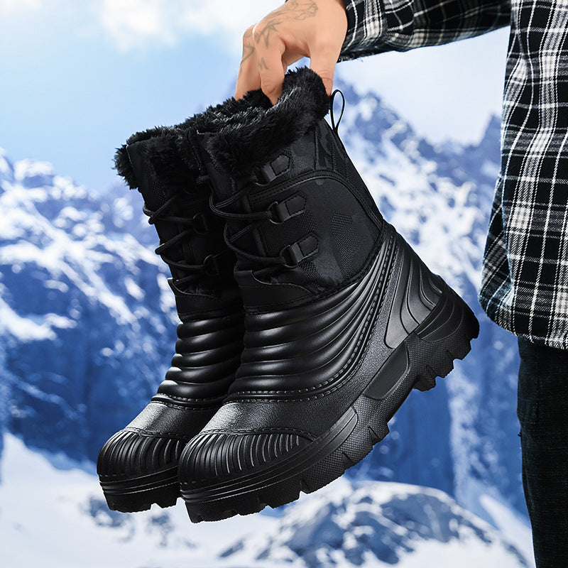 Bottes de neige hommes plus taille avec doublure en polaire pour une chaleur et une épaisseur supplémentaires