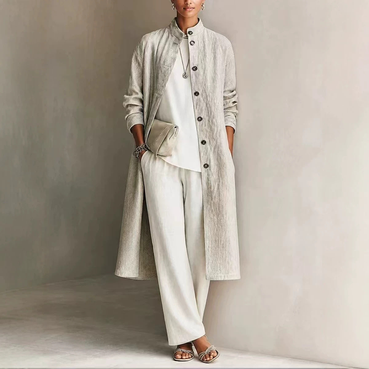 Manteau d'automne de mode en couleur unie
