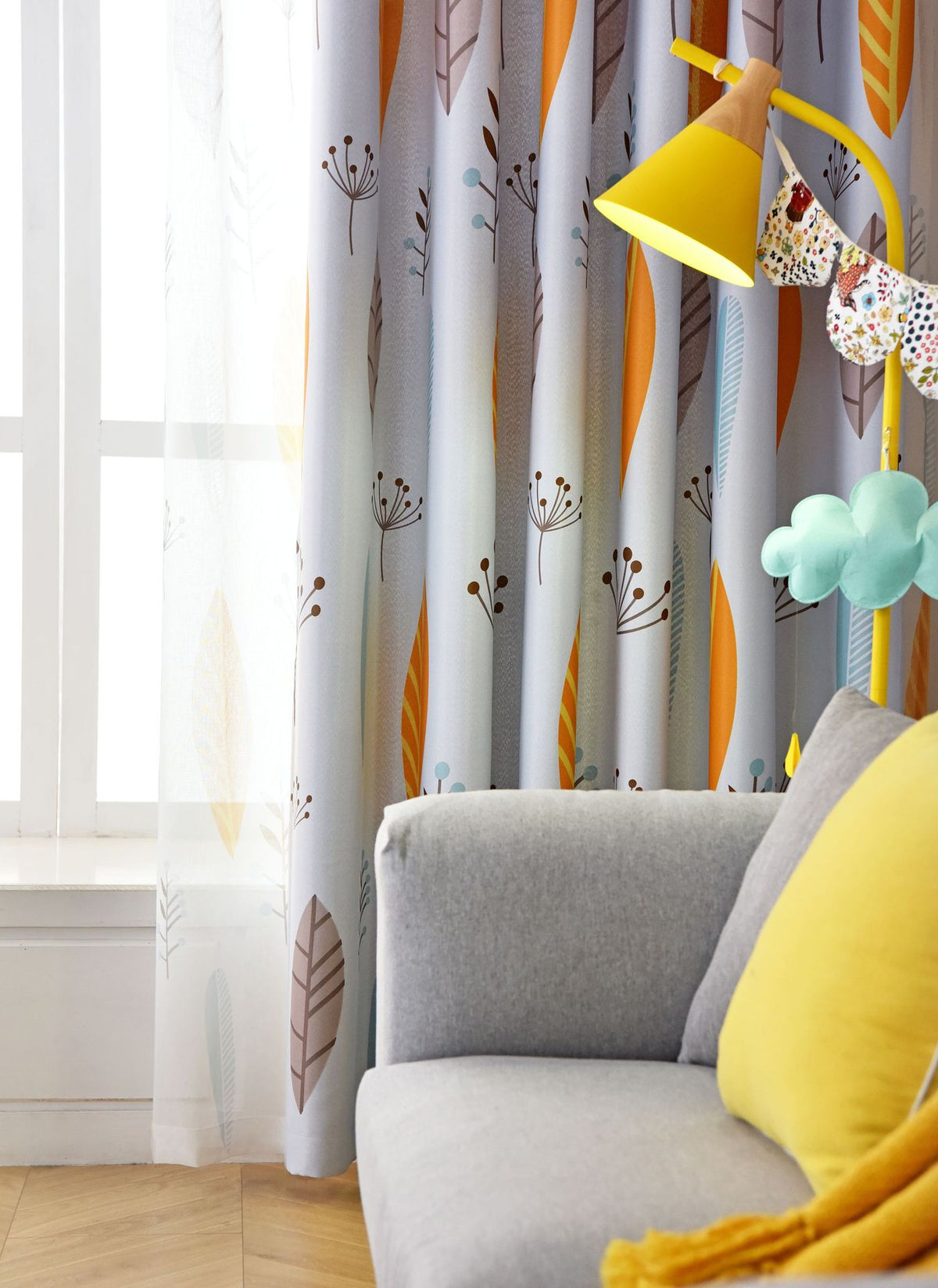 Style nordique Nordic Leaf Rideau Shading Chambre à coucher Salon Shading Rideau Finished Simp