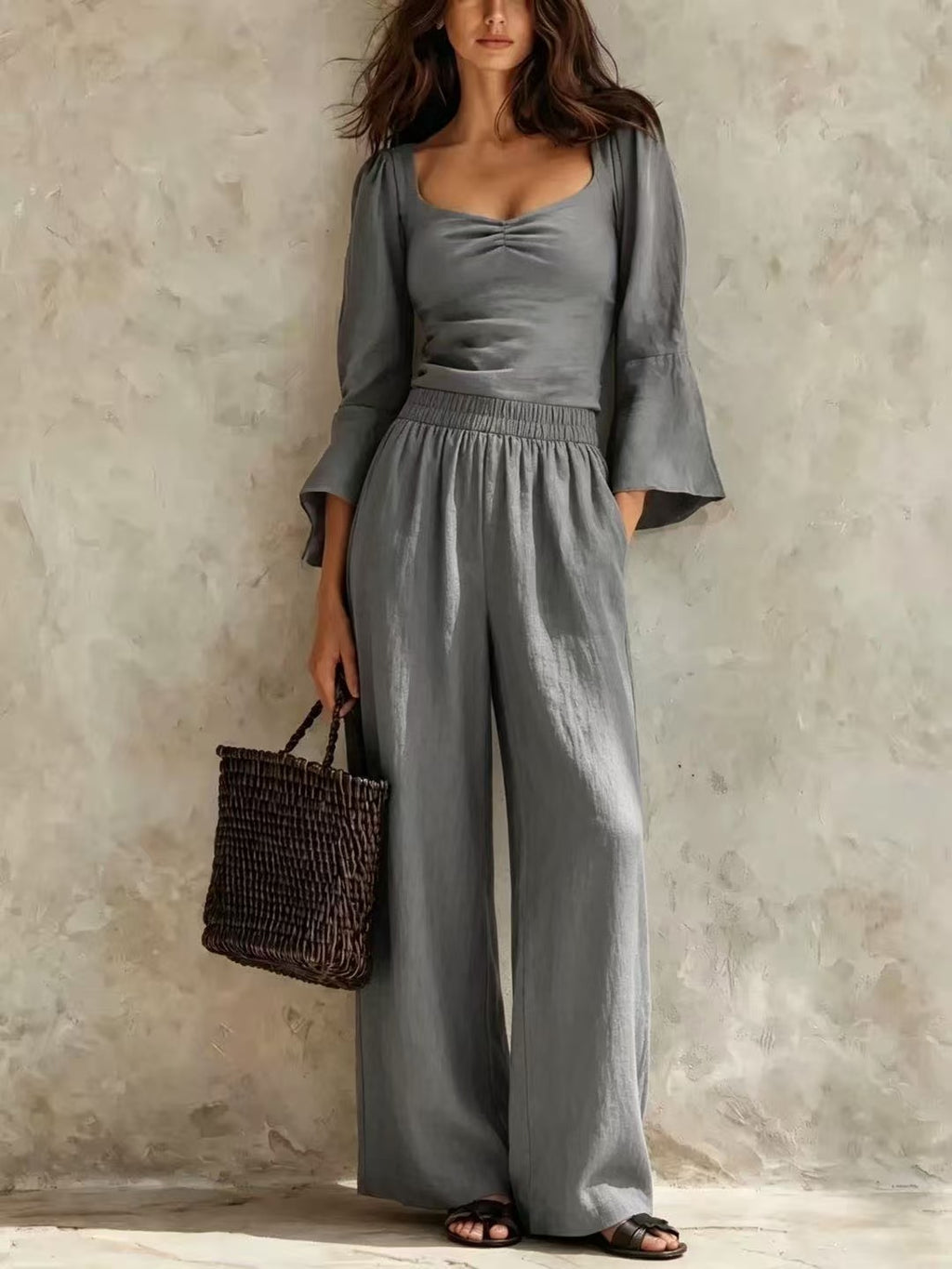 Pantalons élastiques et top set pour femmes