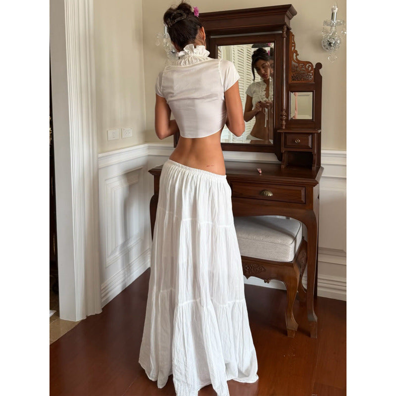 T-shirt en dentelle sexy à manches courtes pour femmes