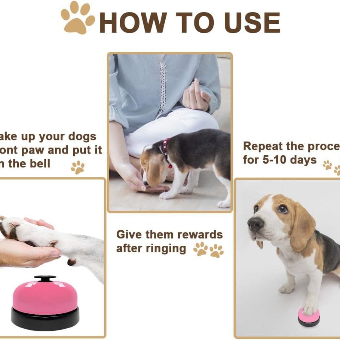 Sonnettes de porte de chien de 2 paquets pour les chiens pour aller dehors Puppy Train Bell pour les chiens à sonner