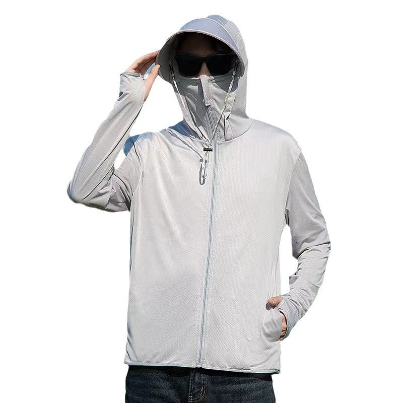 Ice Silk Sun Protective Top Mens Veste avec une preuve UV brim et respirant