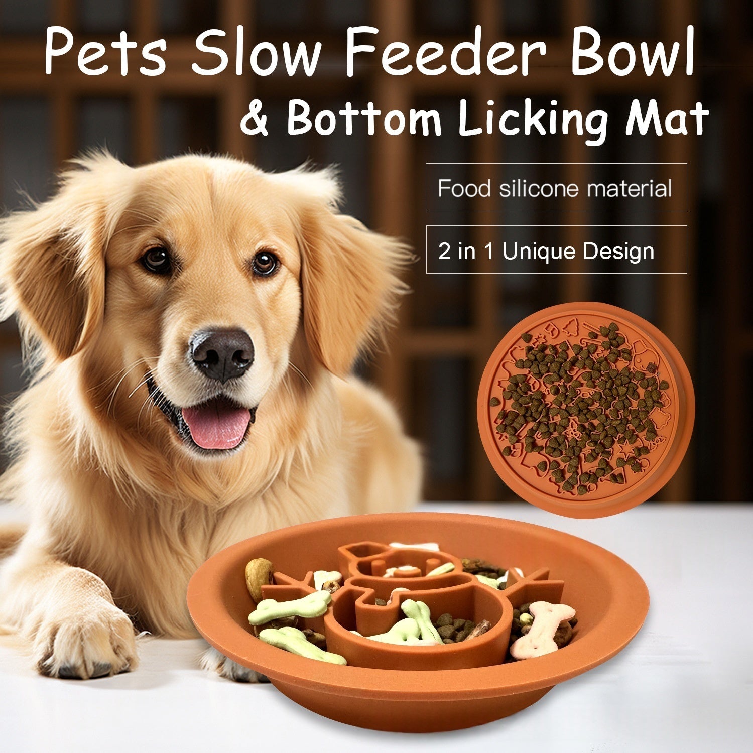 Bol à alimentation lente Silicone Pet Supplies pour chats et chiens