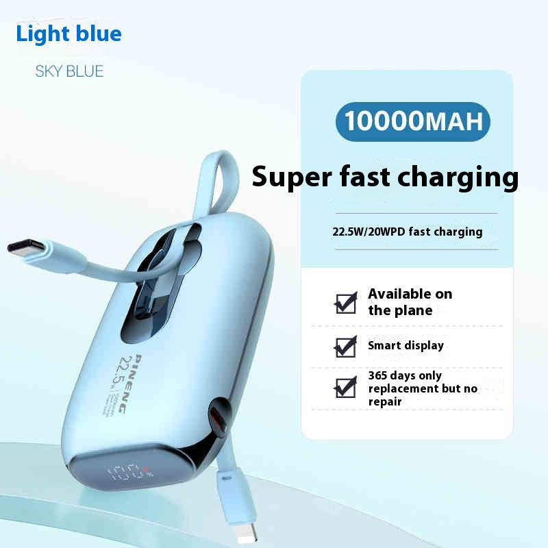 Charge rapide Grande capacité 22,5W Power Bank avec câble