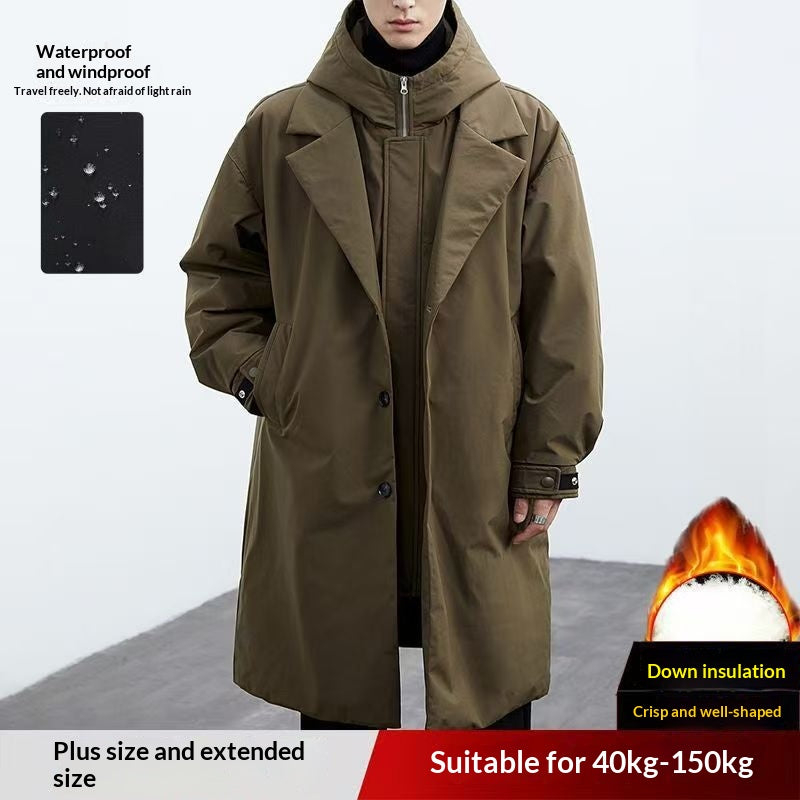 Faux manteau de tranchée thermique à capuchon de deux pièces