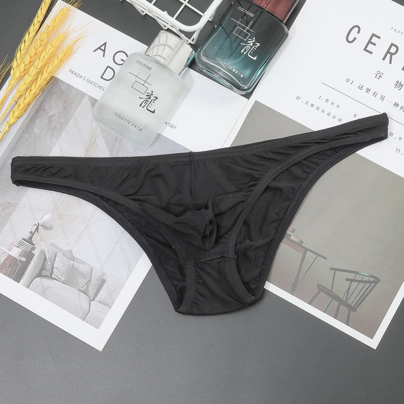 Slip homme transparent Basse taille Silk de glace ultra-fine en forme de T