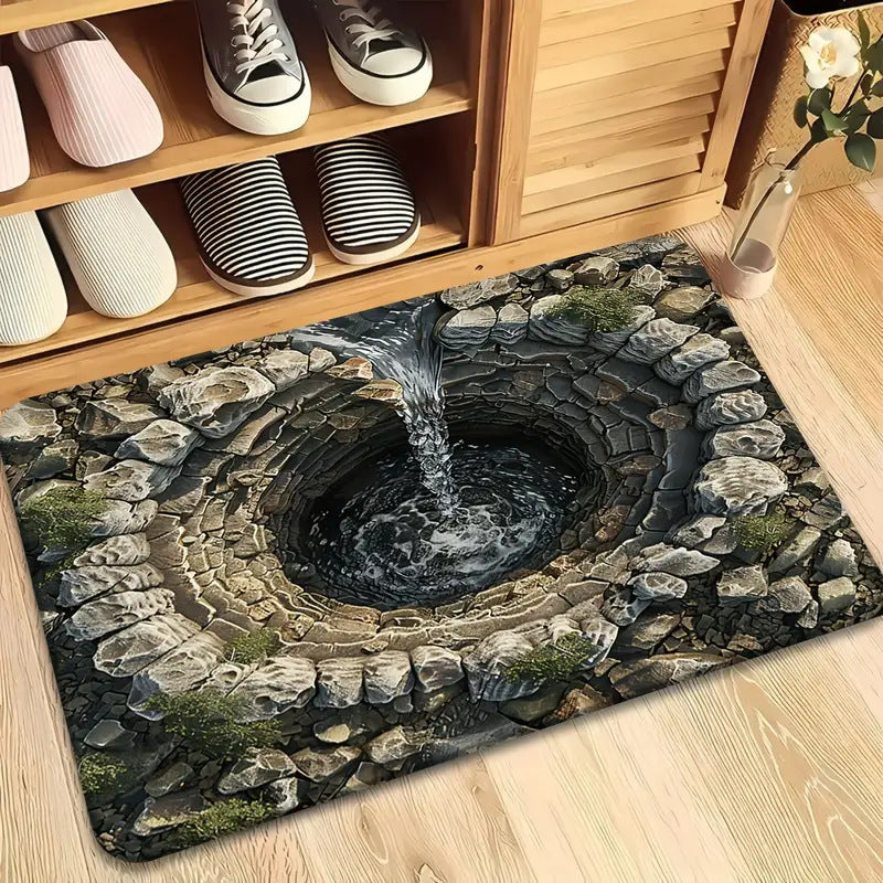 Effet visuel 3D Maison Ground Mat Salle de bain antidérapante