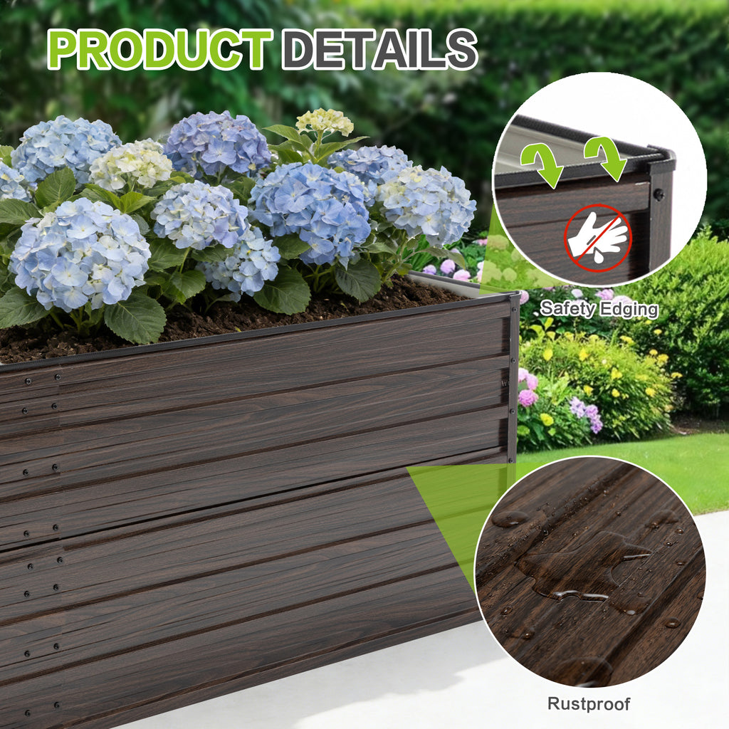 Grain de bois Esthétique et métal Résistance 8x4x2FT Kit lit de jardin surélevé galvanisé - Grand Outd