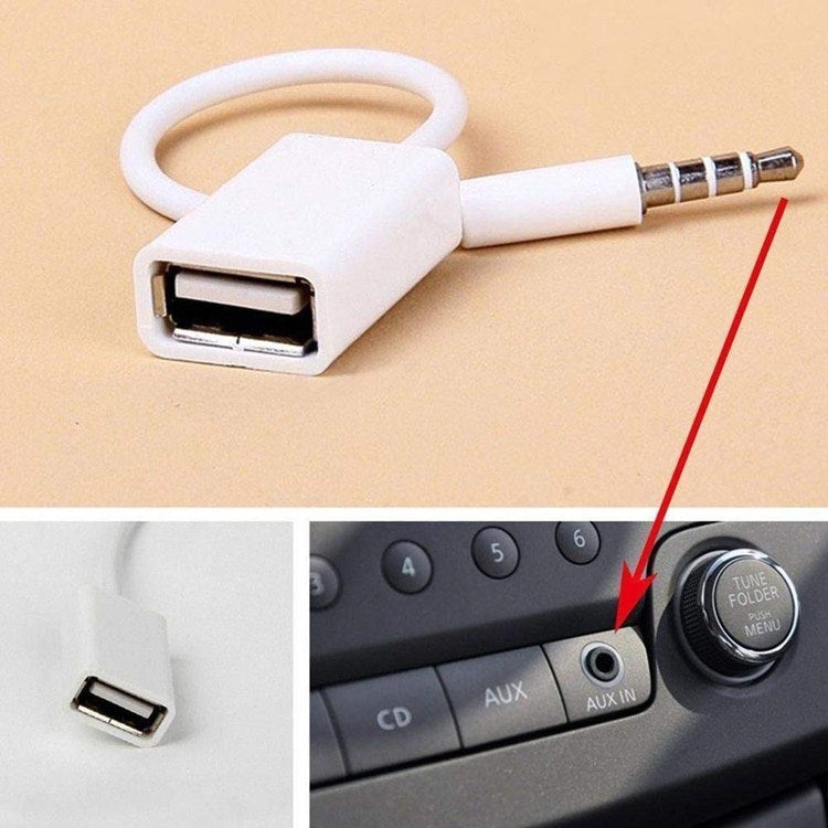USB à 3.5MM U câble de disque 12V voiture lecteur CD Adaptateur audio de voiture AUX câble