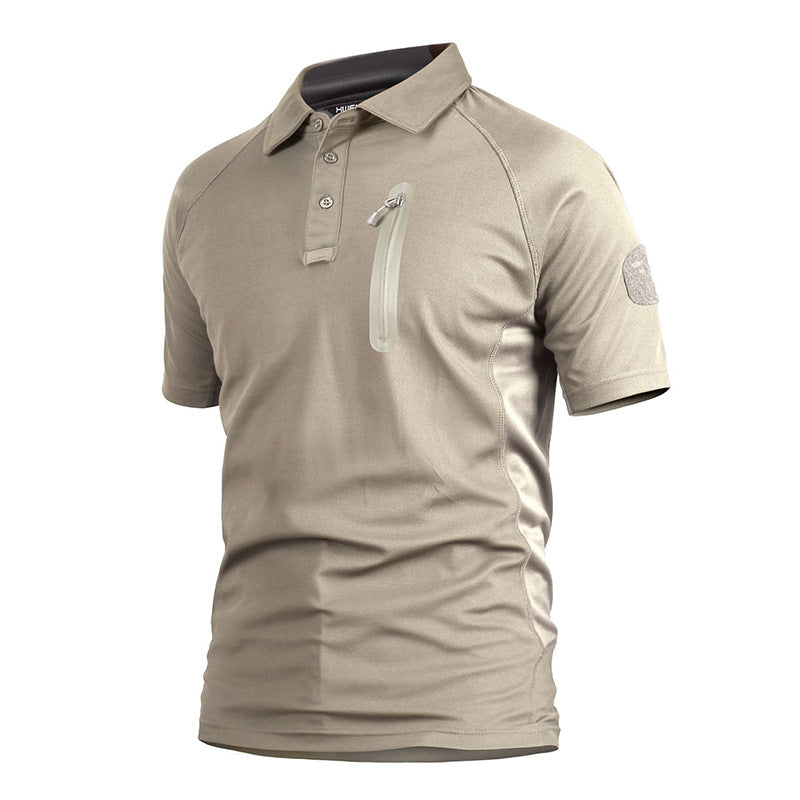 Camouflage tactique extérieur homme manches courtes Polyester Slim Polo rapide Été