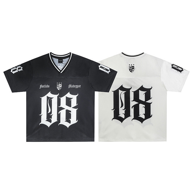 Retro Style Creative Digital Sports Jersey avec une manches courtes Mesh