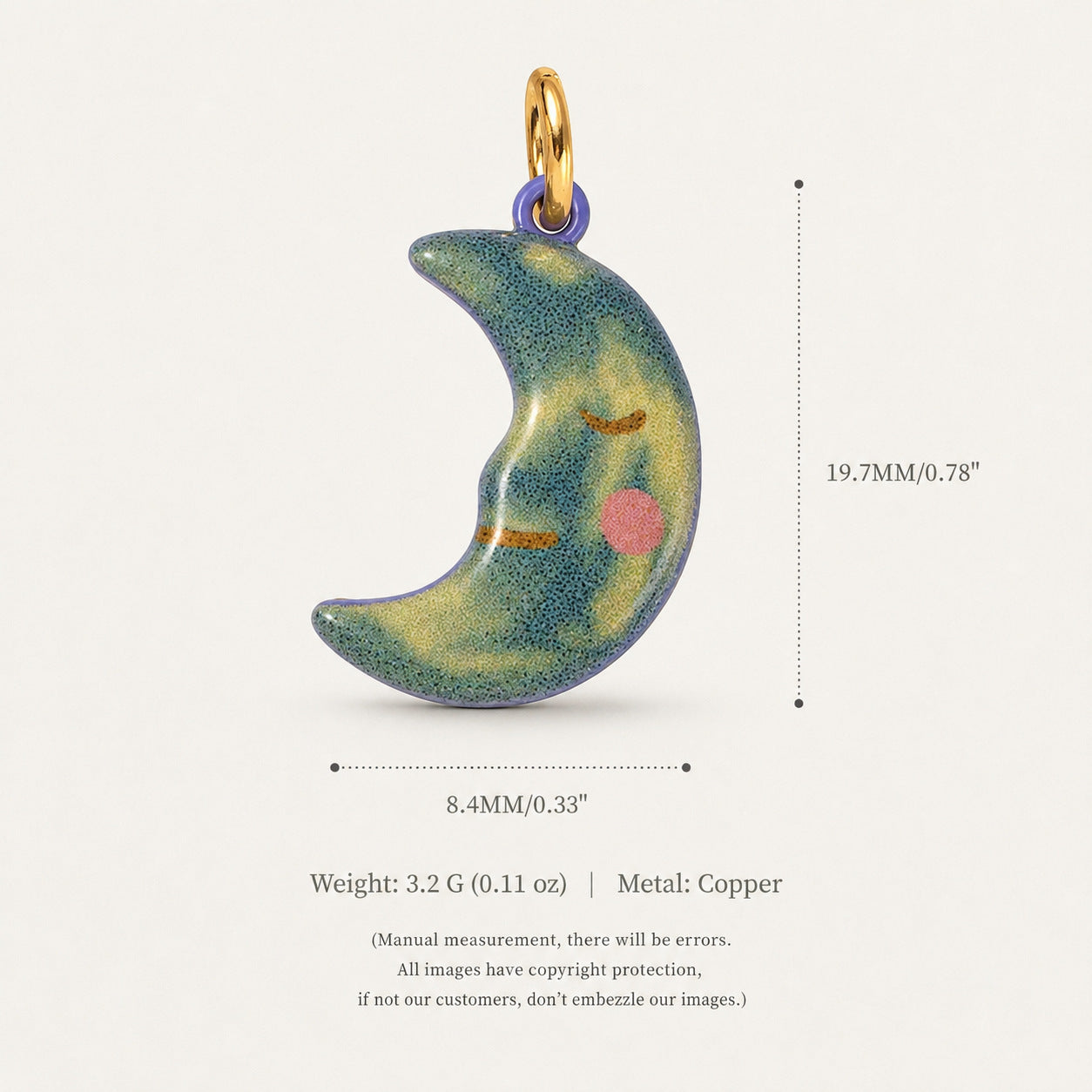 Acier inoxydable Angel Star et croissant Pendentif en céramique Style Vintage
