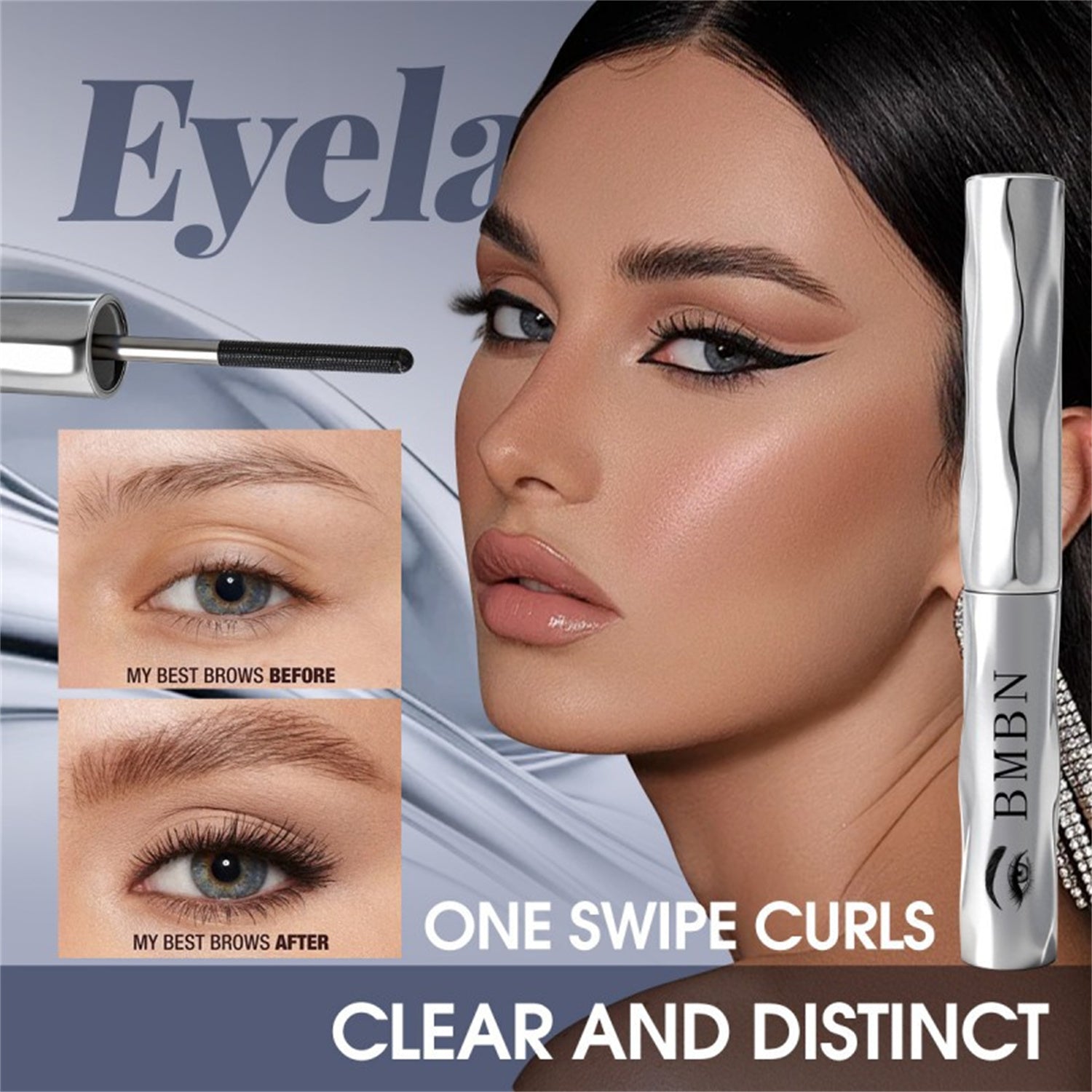 Silver Tube Mascara avec une racine de curling