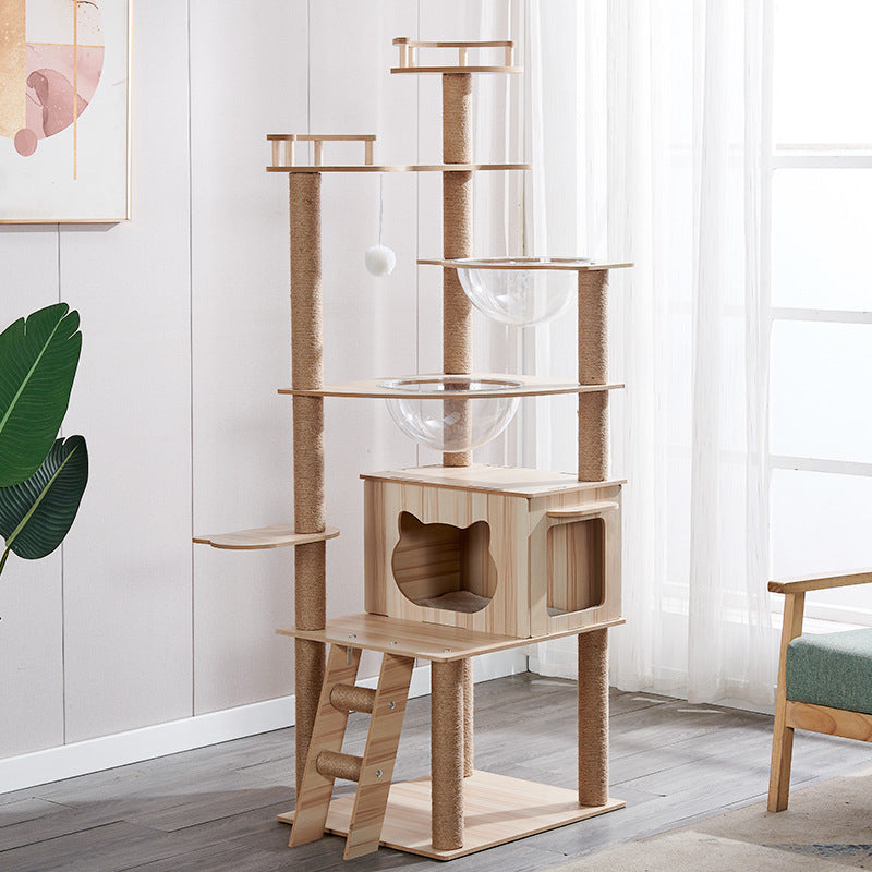 Grand arbre de chat intégré avec cadre d'escalade