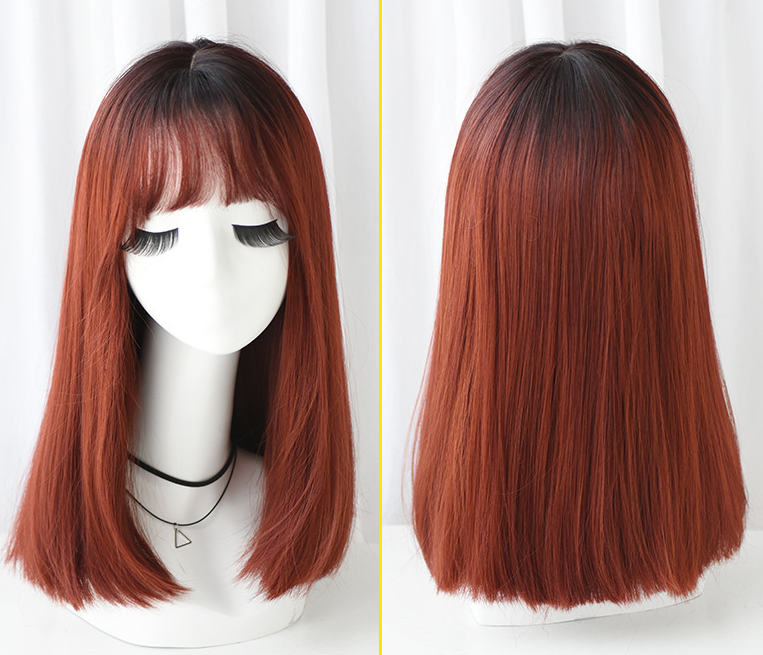 Mode réaliste cheveux longs cheveux droits perruque Jiafa chimique fibre perruque